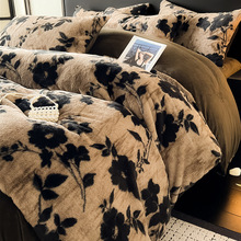 冬季新款仿兔绒四件套美拉德风高级感加厚耐脏牛奶绒床单被套床笠