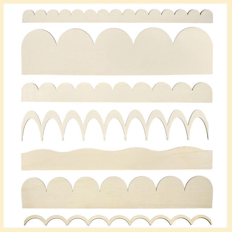 Wooden Unfinished Wave Fan-Shaped Decorative Wood Baseboard DIY Home Wall Cabinet Shelf Window Door Edge Decoration