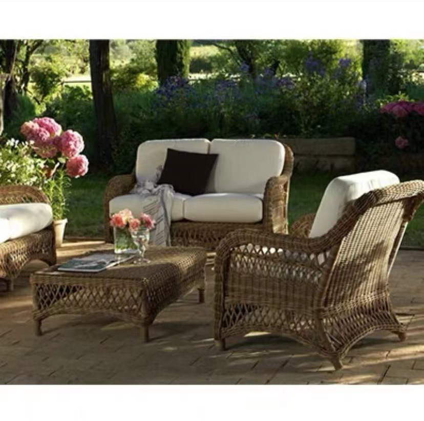 Sofá de vid al aire libre nórdico patio terraza jardín terraza residencial hotel balcón villa zona de ocio con sofá de alta gama