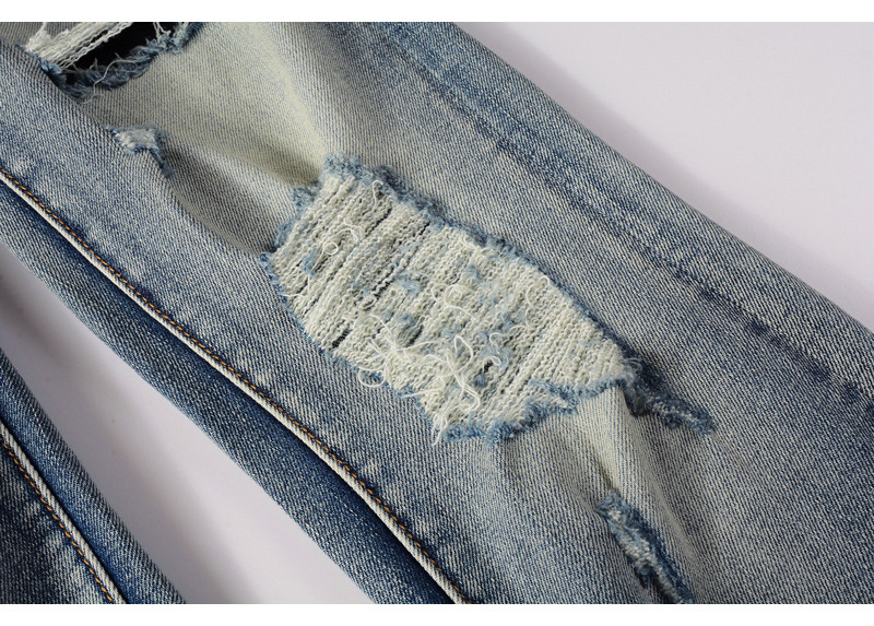 boy European And American High Street Fashion Ripped Jeans Vintage Washed Snake Embroidery Patch Hip Hop Skinny Pants Men's_viptrois.com