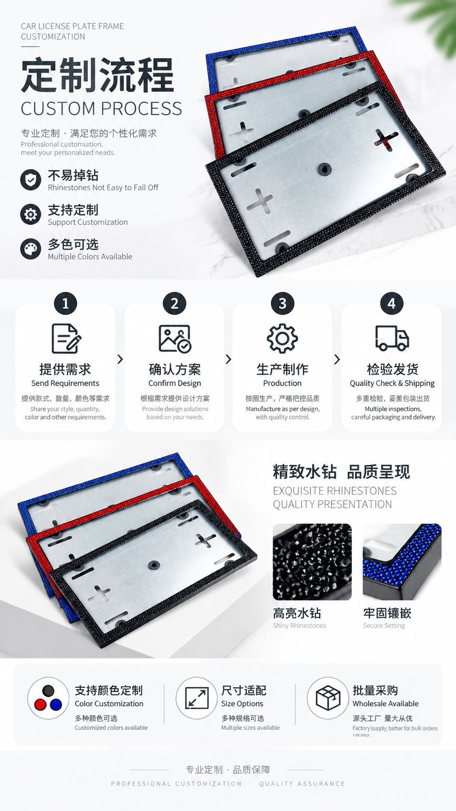 Cross-border foreign trade Russia Ukraine car license plate frame European regulations rear license plate frame supply European diamond license plate frame