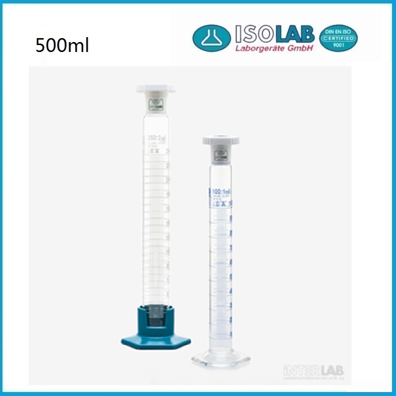 500ml透明具塞玻璃量筒 016.01.500 ISOLAB品牌