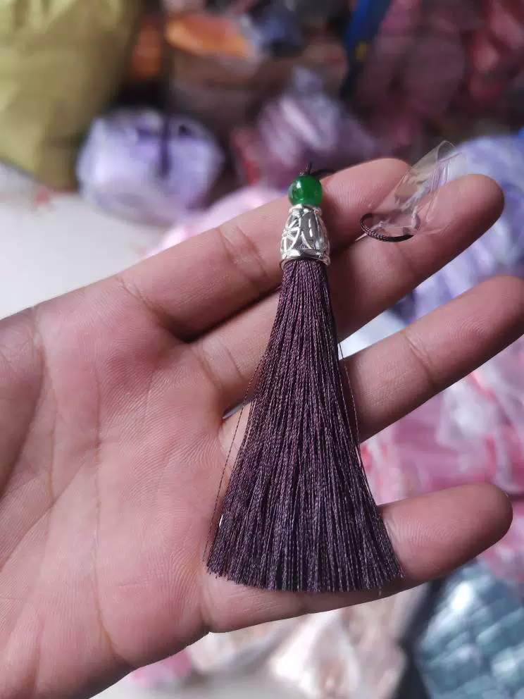 Metal bag with tassels, decorations, accessory, accessories, 8 cm