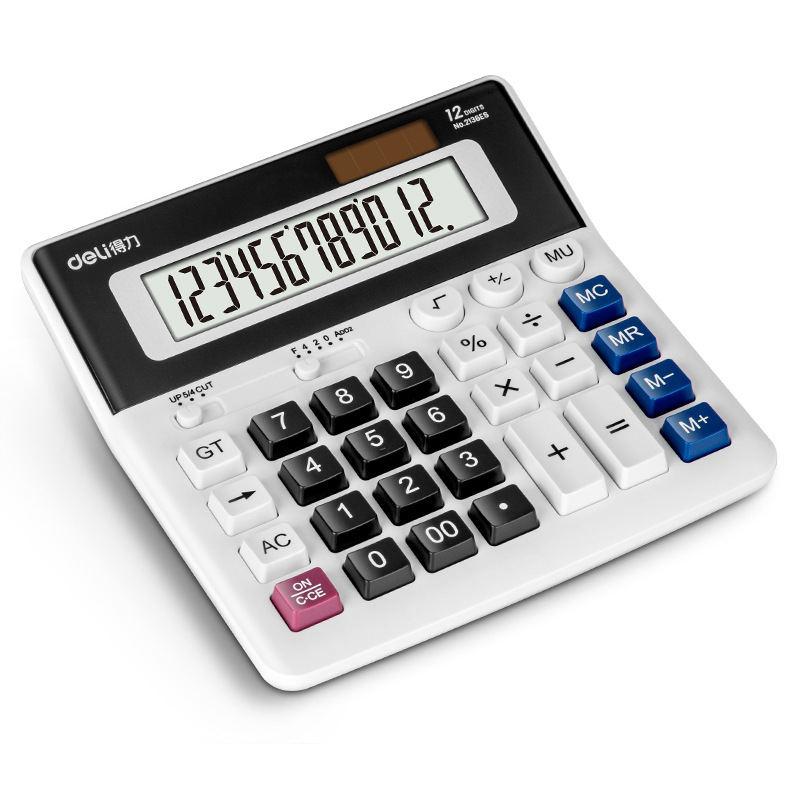 Calculadora de escritorio Deli 2136ES Calculadora de negocios de oficina financiera Batería de 12 bits Fuente de alimentación dual solar