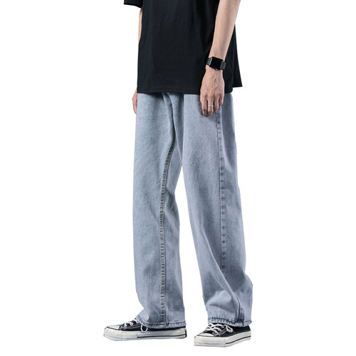Light-colored men's loose fit trendy brand versatile straight-leg pants Korean style trendy retro wide-leg ground-length father pants