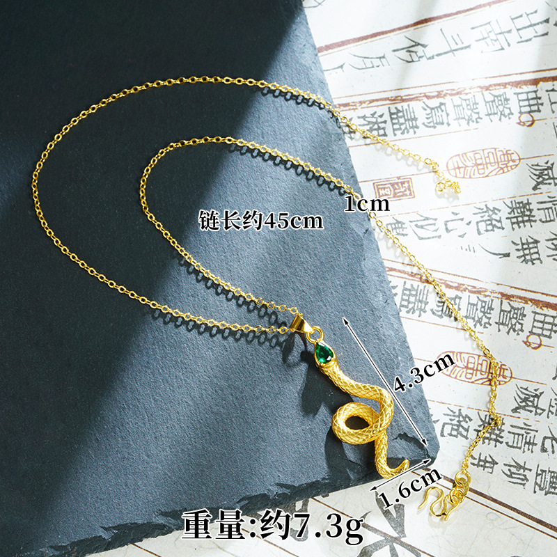 Brazalete de oro de arena vietnamita de la marea nacional Zodiac de la serpente collar anillo femenino conjunto retro joyería al por mayor