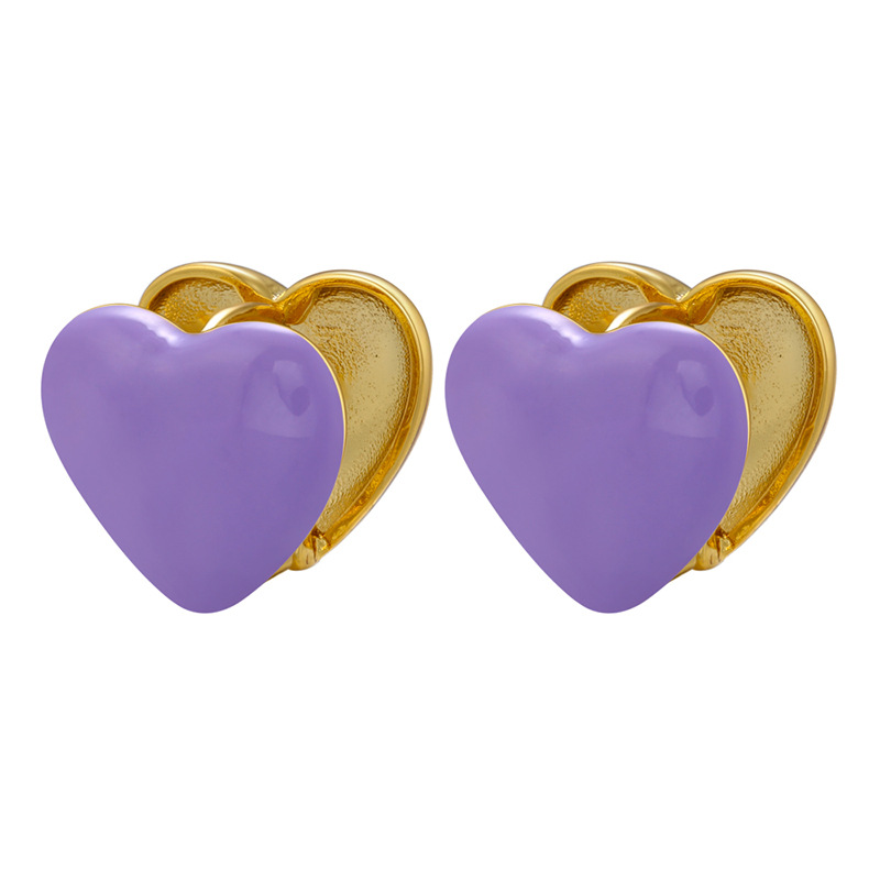 Fashion Heart Shape Brass Plating Ear Studs 1 Pair