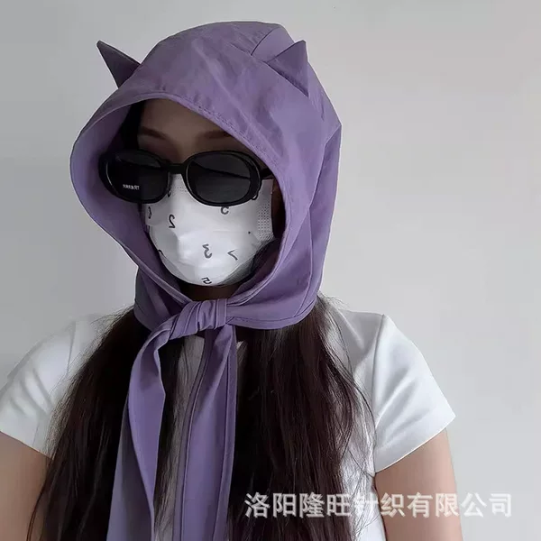 New Deviruchi Strap Quick-drying Sunscreen Hat Women's Thin Ear Protectors Hood Cute Cat Ears Niche