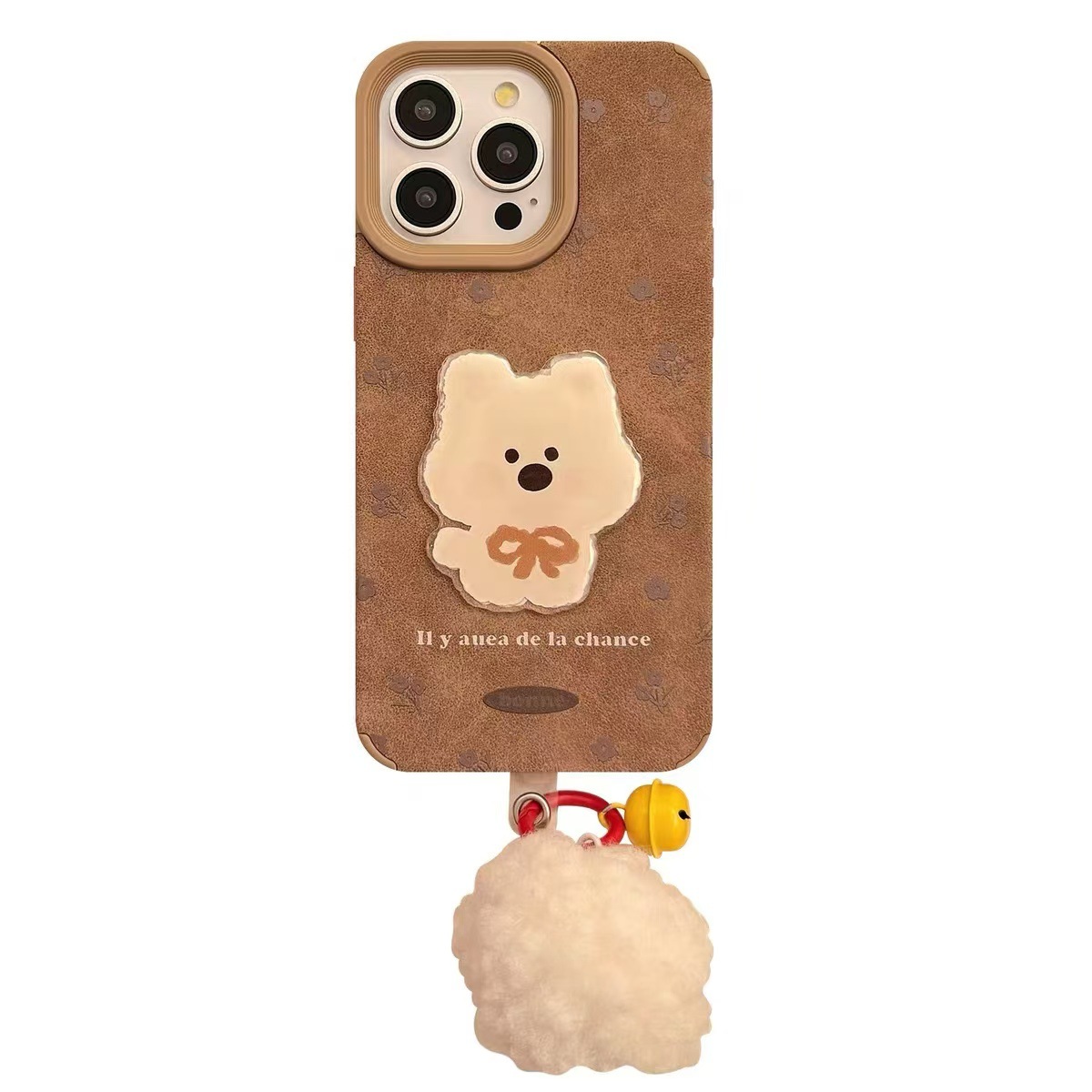 Ins Maillard Flower Stereo Puppy Parche para iPhone14/15ProMax funda para teléfono móvil 13 Apple 16
