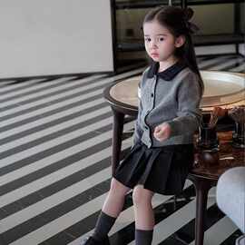 2025喜欢女童学院针织开衫纽扣毛衣儿童春秋冬季宝宝洋气翻领现货