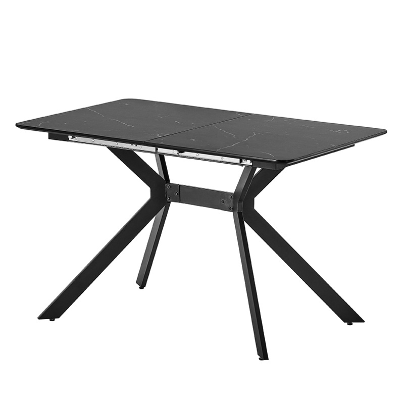 Mesa de comedor de madera sólida, mesa de negociación plegable retráctil, mesa de comedor de MDF pulverizada moderna y minimalista