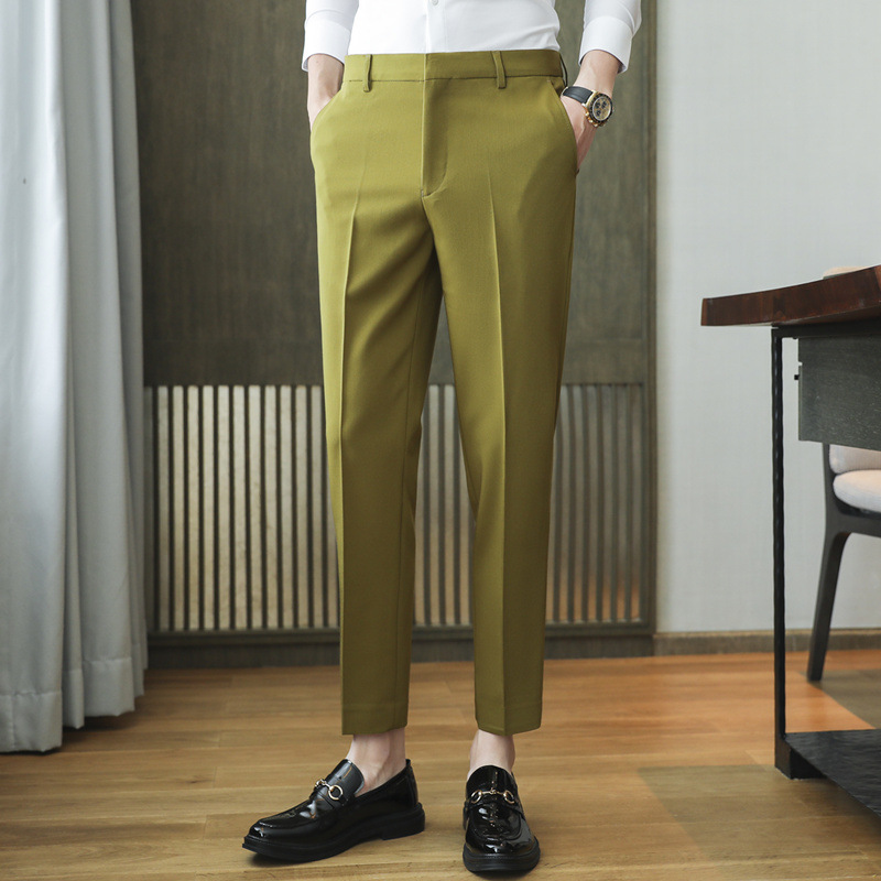 Pantalones de traje de verano nuevos hombres Pantalones de traje de estilo británico pantalones de traje de ajuste delgado pantalones cortos de hombres de moda guapos pantalones de traje de Corea del Sur hombres