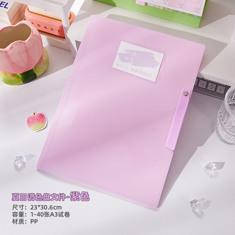 Carpeta de paleta de verano de alto valor Nueva carpeta de archivos de oficina Carpeta de almacenamiento de papel de prueba para estudiantes de secundaria y preparatoria