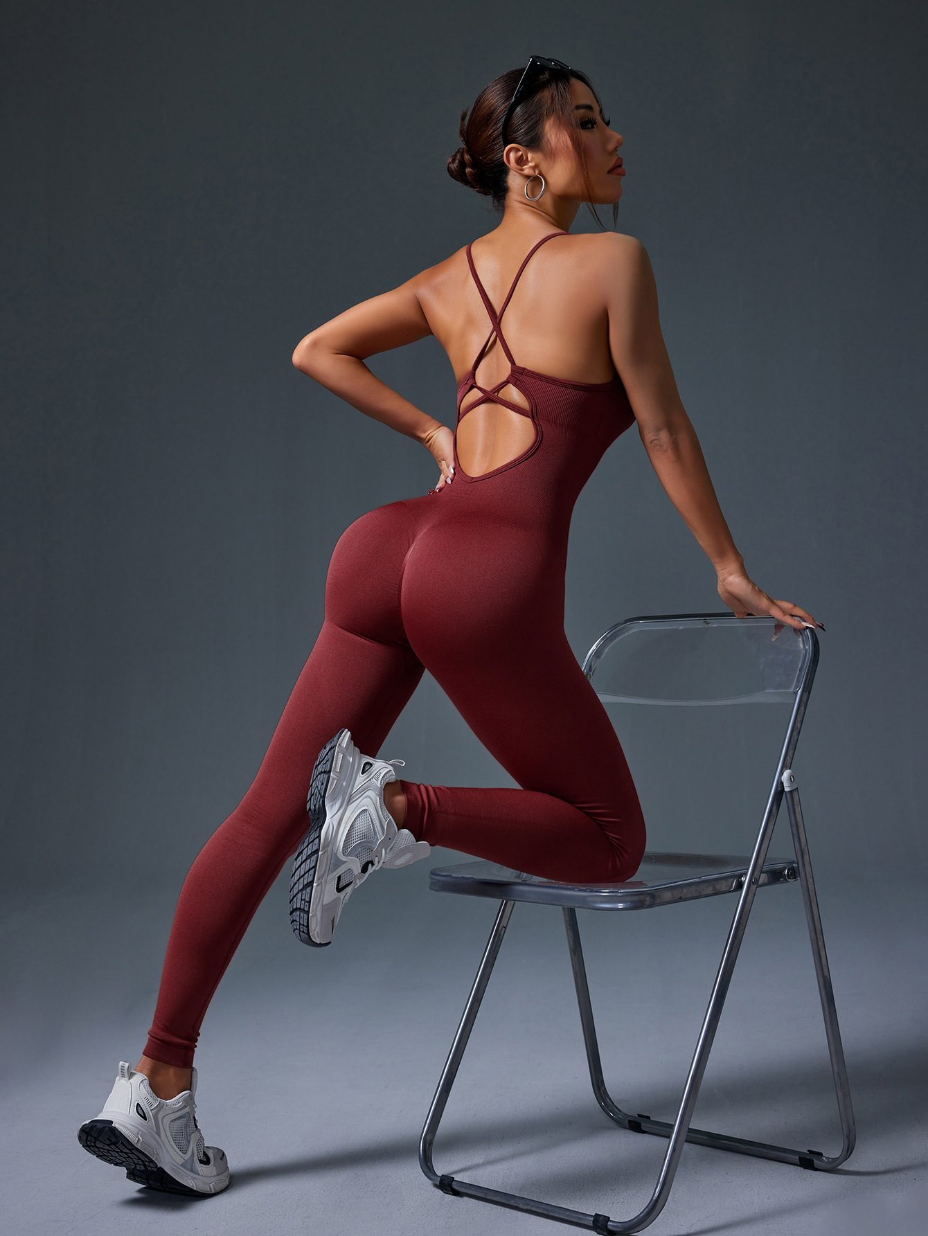 Nuevos pantalones largos roscados con almohadilla para el pecho, ropa deportiva sin costura, cuerpo a cuerpo, cuerpo a cuerpo, cuerpo a cuerpo, cuerpo a cuerpo