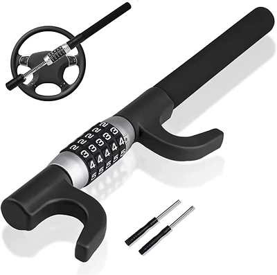 Car lock – car steering wheel lock multifunctional - black-combination-lock