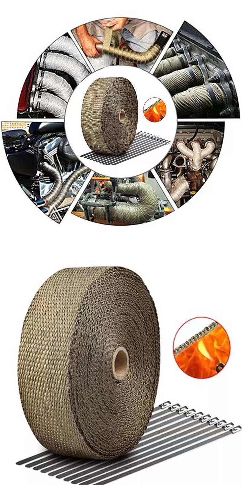 Motorcycle and Car Exhaust Pipe Anti-Scalding Cloth Banana Belt with Heat-Insulating Silencer Cotton Head Banana Belt with Fire-Proof and High-Temperature Anti-Scalding