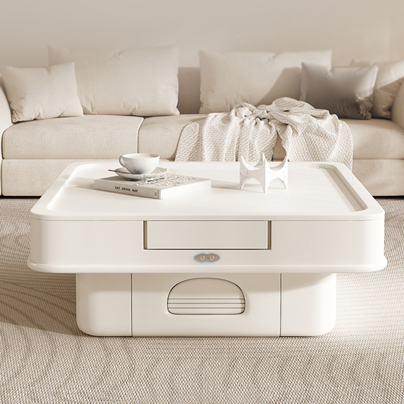 Máquina de mesa de mahjong de estilo crema, mesa de centro de elevación multifuncional automática, mesa de comedor, sala de estar de doble uso, apartamento pequeño para el hogar
