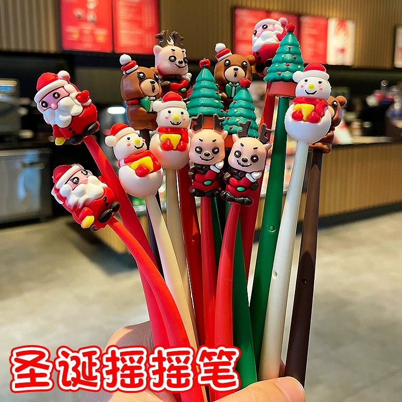 Мультфильм Рождество встряхнуть перо студент Рождество гелевая ручка офис подпись ручка силикон черный игольчатая трубка Водяная ручка