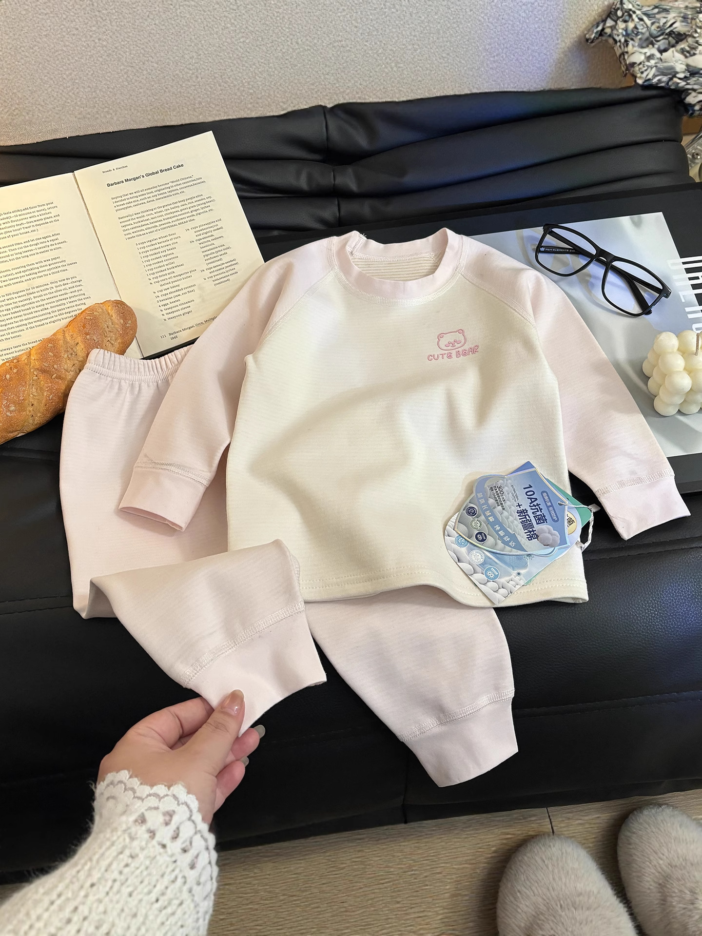 Peso pesado 320g ropa interior infantil algodón elástico sin hueso antibacteriano conjunto de ropa de bebé para niños y niñas clase A engrosado engrosado