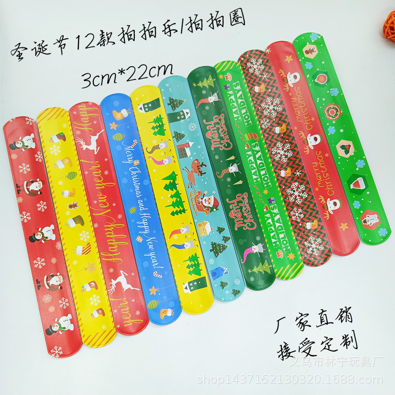 Amazon Navidad Snap anillo PVC Navidad Snap anillo pulsera 48/72 conjunto de Pat música