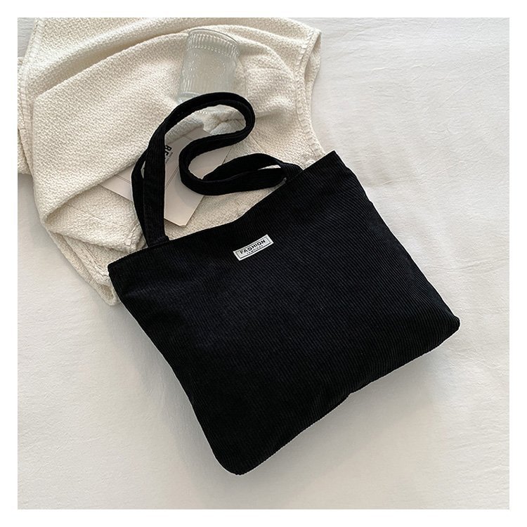 Streetwear Style Bucket Shape Large Size Women's Large Corduroy Solid Color Streetwear Square Zipper Shoulder Bag