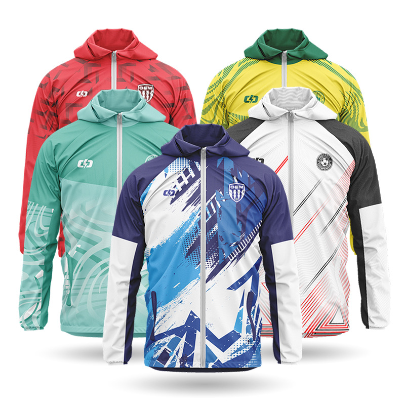 Customized football raincoat, men's waterproof, windproof, water-resistant running sports jacket, women's wholesale