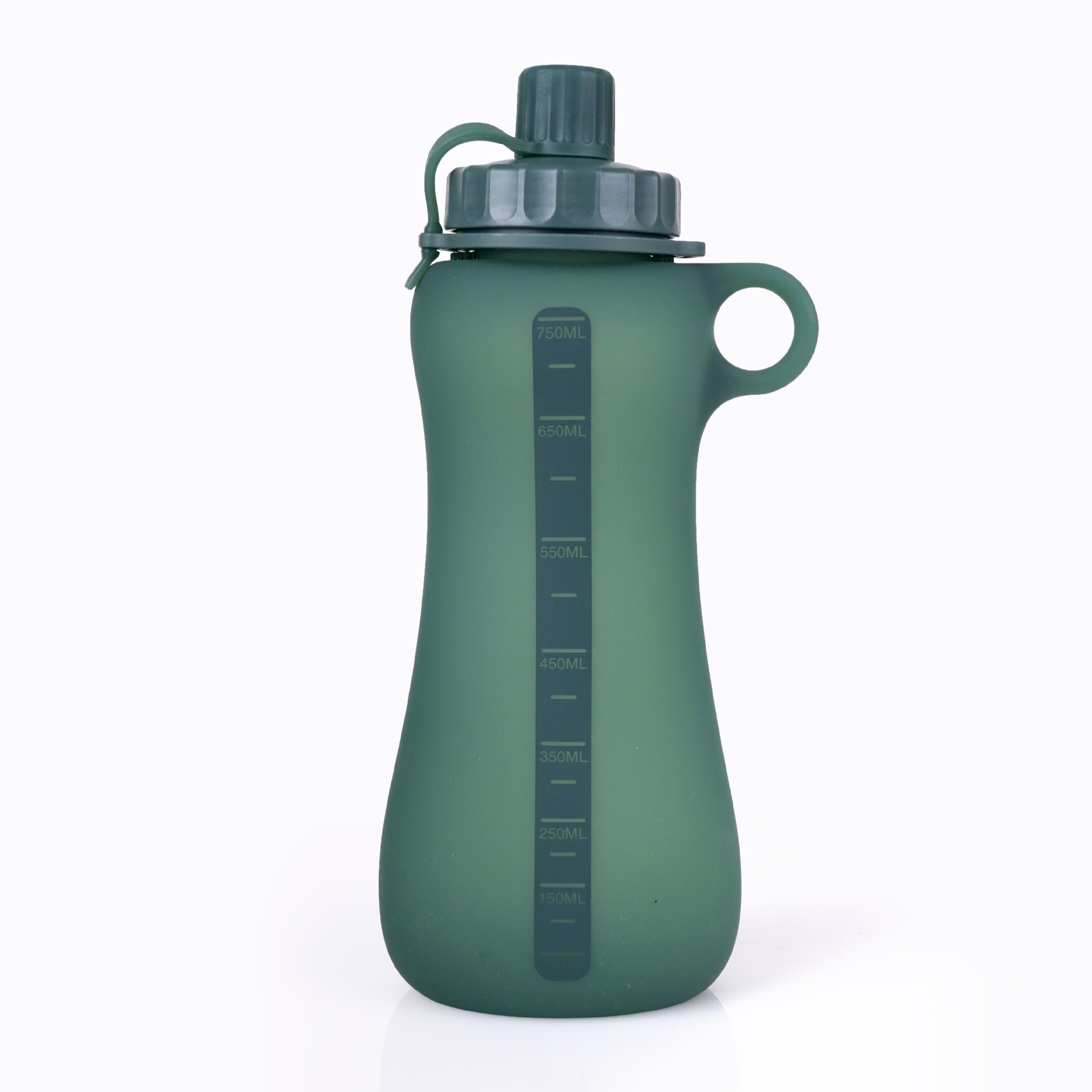 Botella de agua de silicona deportiva al aire libre de gran capacidad de 750ml de montaña de viaje en bicicleta taza de agua recta con botella de almacenamiento de agua de mano