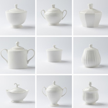 纯白糖缸糖罐奶罐简约澳式陶瓷咖啡糖盒椭圆型糖包缸奶精缸调味罐