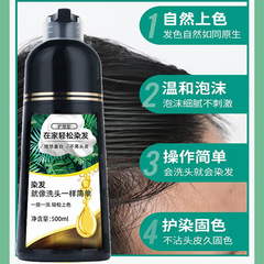 泡泡染彩色染髮劑黑色家用溫和染髮膏植物蓋白髮理髮店一支黑批發