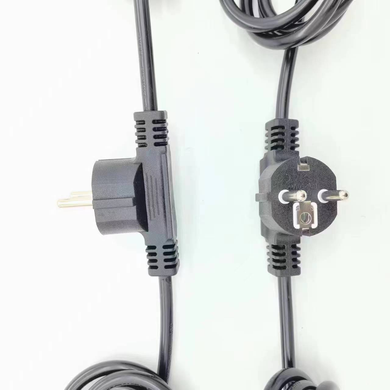 欧标三爪插头带德式尾插防水盖一分二欧规延长线安全防电源线