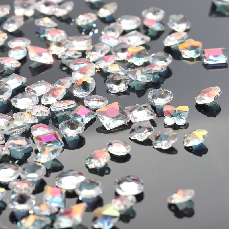 异形炫彩海盐透明钻DIY手机壳发卡辅料玻璃美甲钻饰品配件水钻