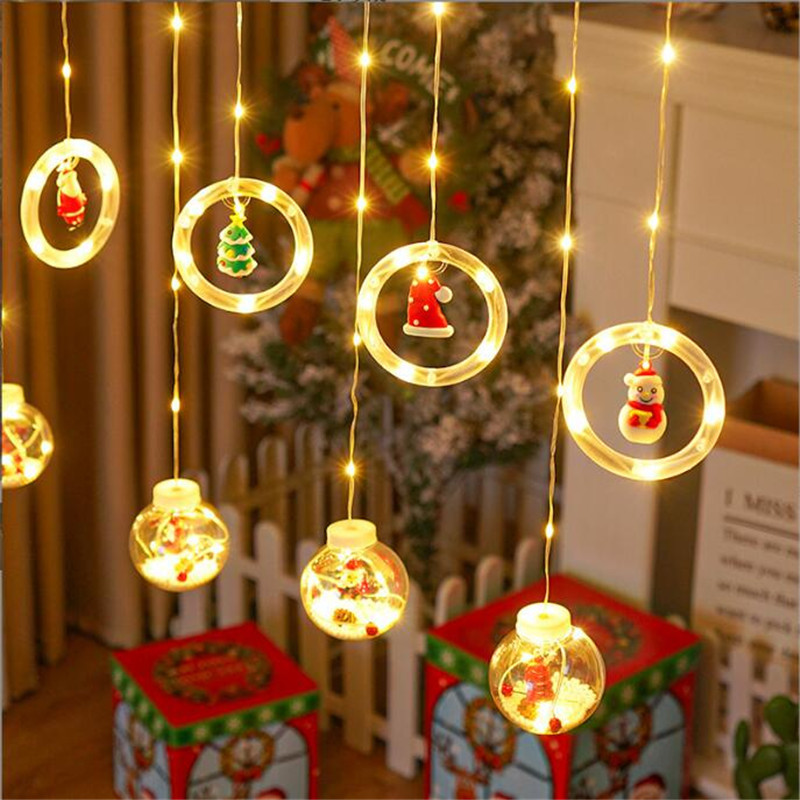 Navidad LED luz decorativa estrella de cinco puntas Luz de cortina árbol de Navidad Cadena de luz ventana linterna estrella luz de color