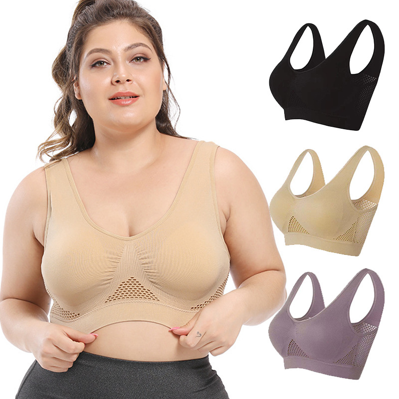 Deporte Sujetador malla hueco-hacia fuera respirable agujero deportes sujetador transfronterizo más tamaño yoga correr fitness deportes ropa interior