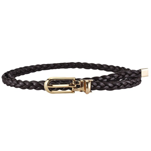Korean Style Fashion Women's Tied Decoration Weaving Candy Color Small Leather Belt Simple Personality Clasp Belt