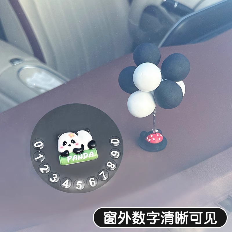Número de matrícula de estacionamiento temporal del automóvil lindo panda teléfono móvil teléfono móvil placa de matrícula móvil accesorios de automóvil adorno femenino