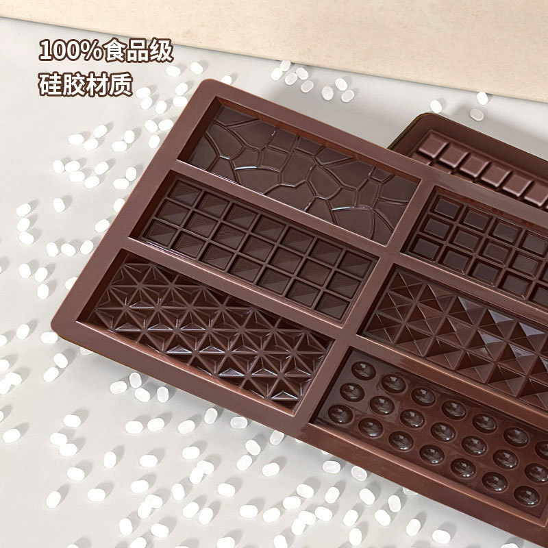 Nuevo molde de horneado de chocolate rectangular 6 diy molde de silicona de grado alimenticio de barra larga