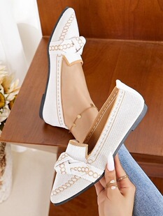 L 17597 Pointed Toe Slip On Knit Flats ���^�w����Ь �羳