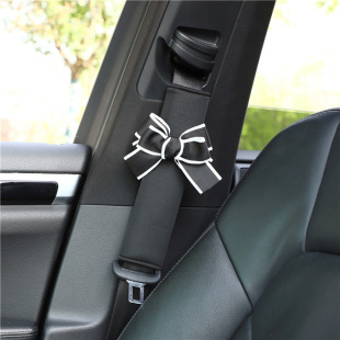 Car Seat Belt Shoulder Pad Bow Ice Silk Summer Car Shoulder Pad Belt Cover Anti-Neck Fashion Car Interior