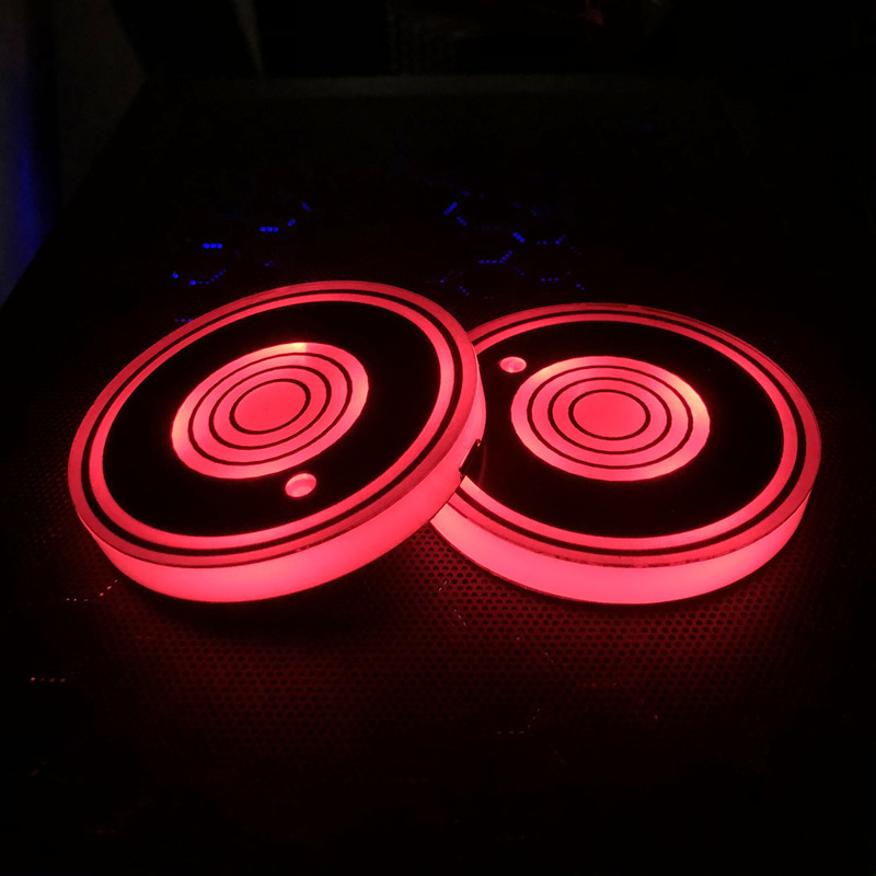 Auto luminiscente cojín de taza de agua LED de atmósfera de anillo planetario lámpara de inducción de colorido cojín de taza de agua cojín de taza de agua image 1