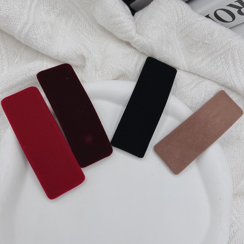 Korean style fashion velvet autumn and winter bangs clip simple BB clip solid color versatile square water drop clip broken hair clip hair accessories