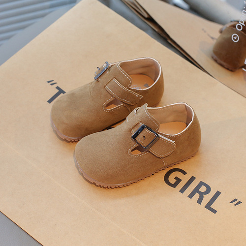 Baby's Leather Shoes Korean Style for Girls, Soft Sole Casual Shoes, Autumn New Arrival Children's Non-slip Bean Shoes