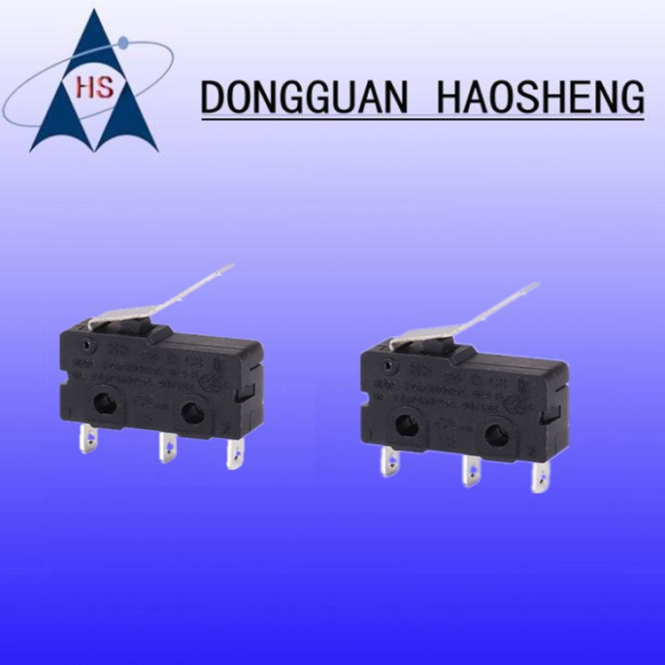 微动开关长柄 弯柄带滑轮微动开关 超小型防水防尘开关带线