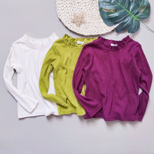 婴儿a类长袖圆领打底衫女童秋冬套头针织上衣儿童弹力T恤外贸衣服