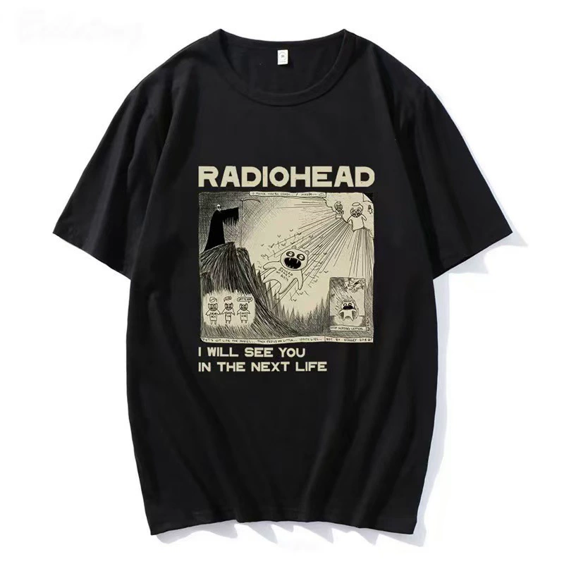 Ретро футболка Radiohead модная хлопковая мужская футболка с коротким рукавом рок-группа camisetas мужская 9576