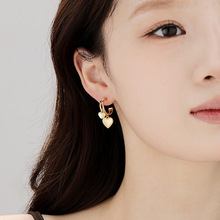 铜镀金欧美跨境热销新款耳环高级感光面时尚百搭款爱心耳钉耳饰女
