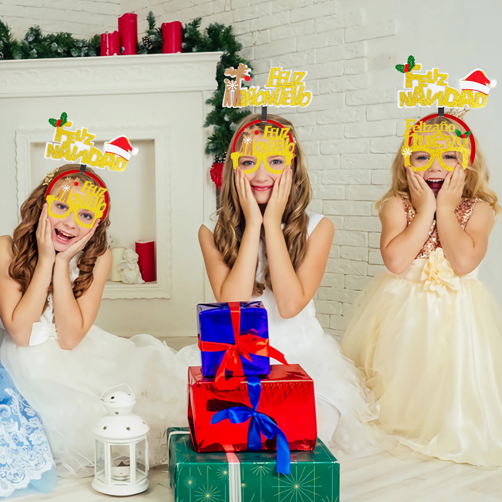 Nuevo español gafas de Navidad diadema ambiente de vacaciones accesorios de Navidad decoración ELK gafas marco diadema