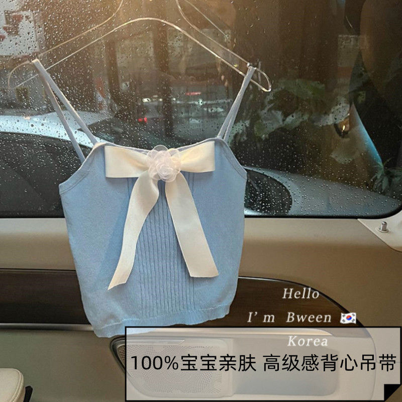 女童吊帶背心2023夏新款韓版童裝蝴蝶結修身舒適甜美公主上衣0158