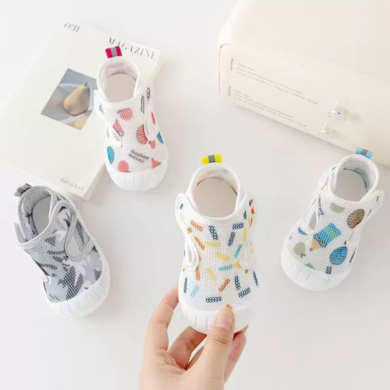 Сандалии для мальчиков, летние детские прогулочные туфли, для детей от 0 до 1-2 лет, нескользящие туфли с мягкой подошвой и сеткой для малышей, летний стиль для девочек