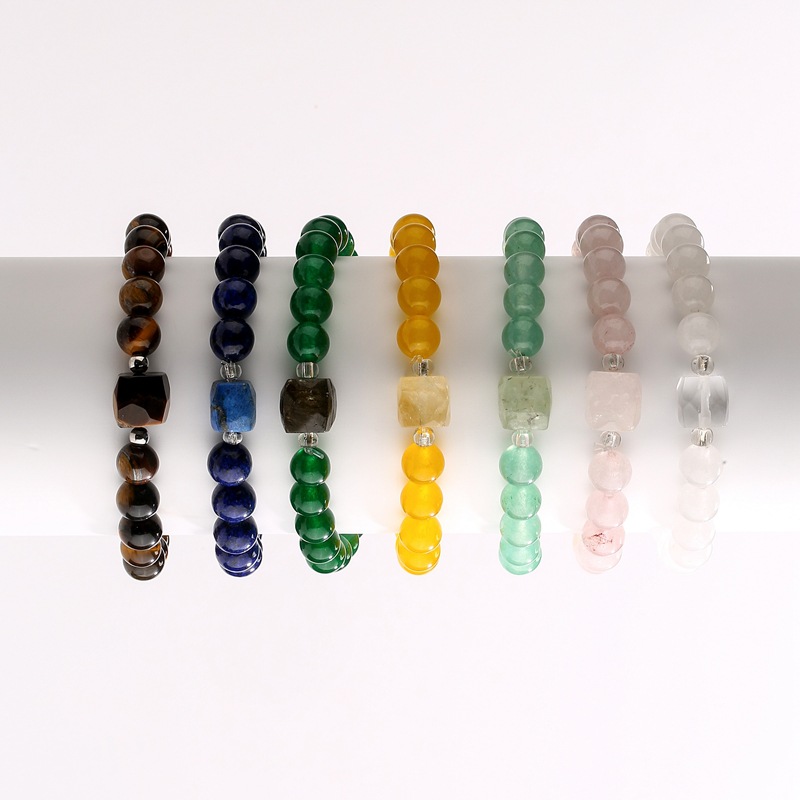 Pulsera de ojo de tigre de piedra natural de Europa y América pulsera de Calcedonia de ágata de oro azul Piedra Natural pulsera vendedora caliente de comercio electrónico transfronterizo