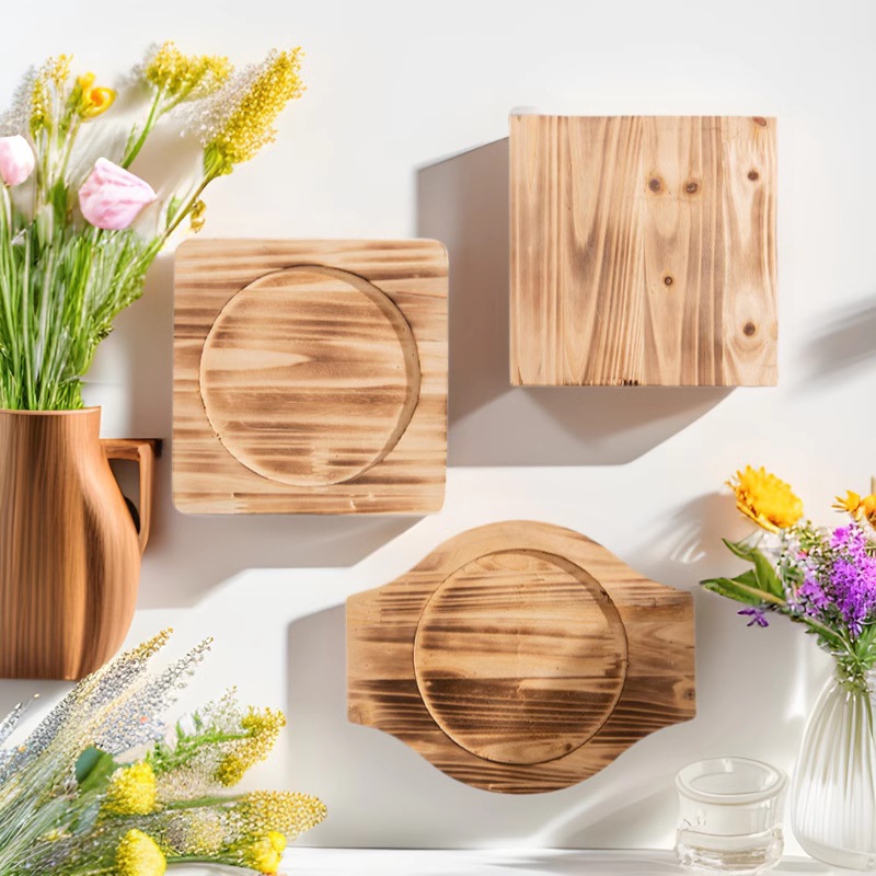 Casserole charcoal burning anti-scalding mat high temperature resistant heat insulation wooden mat stone pot stone bowl teppanyaki dining table wooden mat pot base